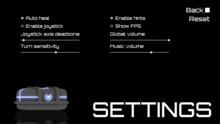 A v1.1 screenshot showing the new settings screen